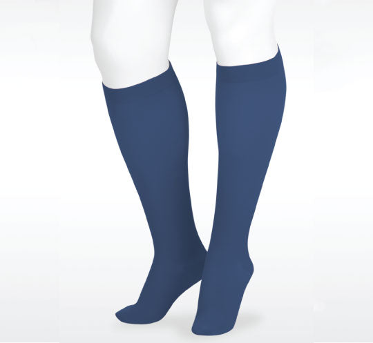 Juzo Dynamic Knee High 30-40 mmHg w/ 5 cm Silicone Band, Trend Colors, Soulful Blue