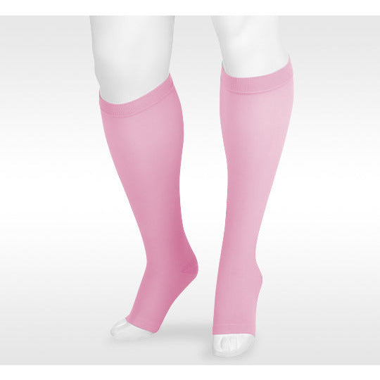 Juzo Dynamic Knee High 30-40 mmHg w/ 3.5 cm Silicone Band, Open Toe, Pink