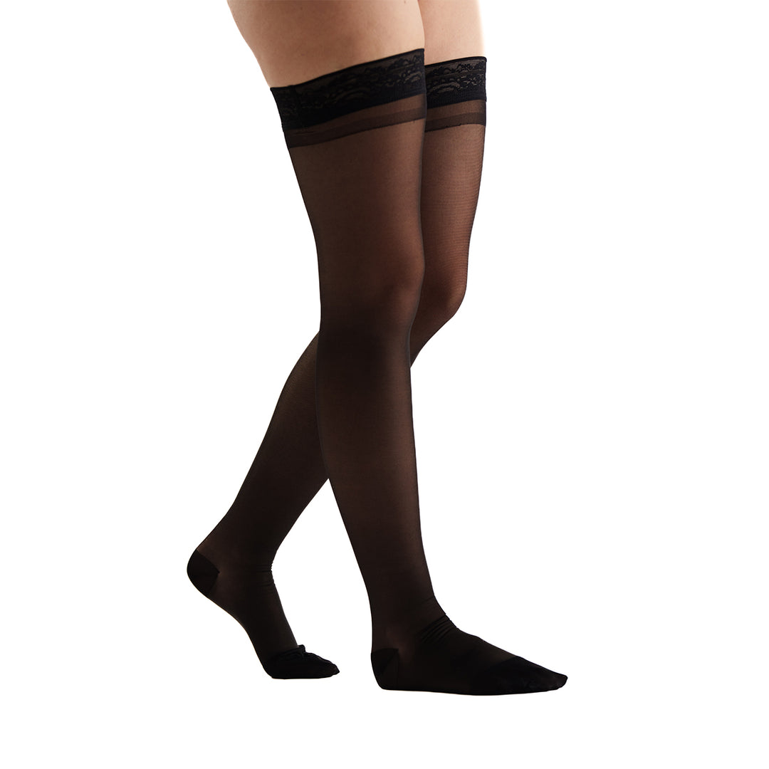 mediven sheer & soft for Women, 20-30 mmHg Panty Open Toe Compression  Stockings, Ebony, VII-Standard
