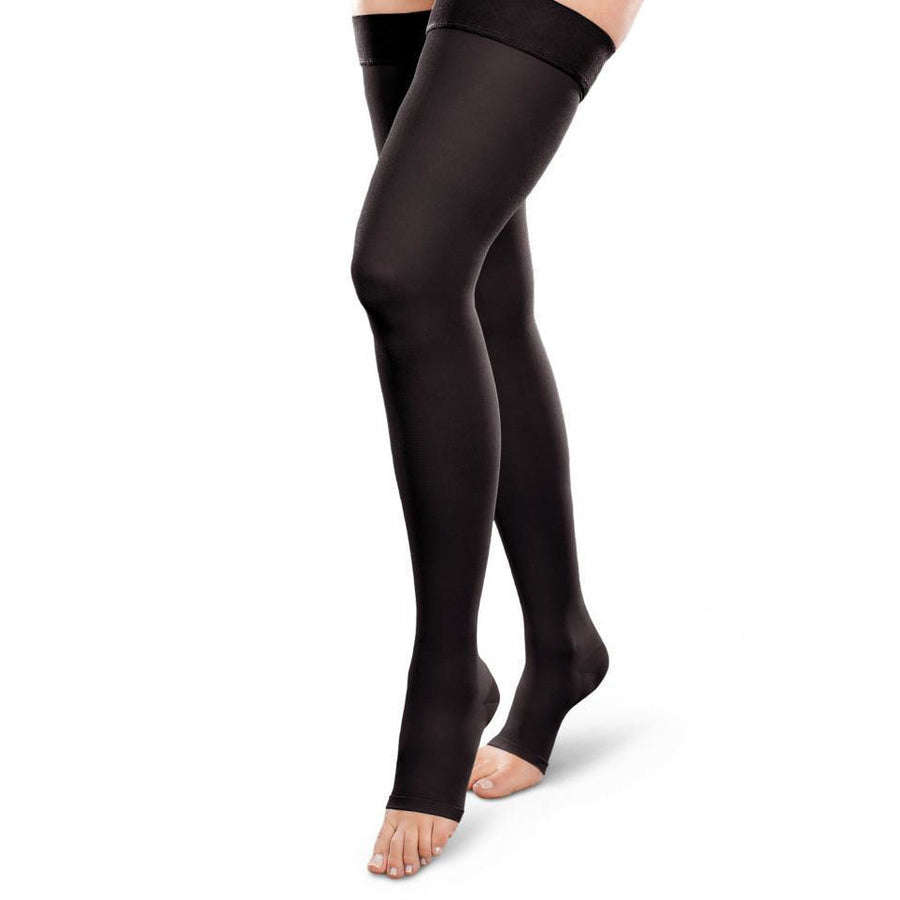  Extra Firm Footless Graduated Compression Microfiber Leggings  Opaque Tights for Women (20-30 mmHg) with Control Top (Large) : Health &  Household